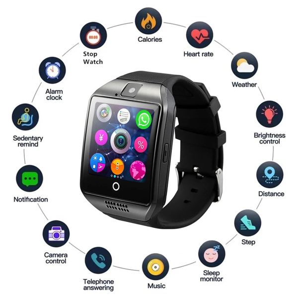 Montres Q18 Smart Watch Bluetooth Call Tact Screen Support Camera Sports Men Woman Fitness Sleep Sleep Tracker Heart Monitor Smartwatch