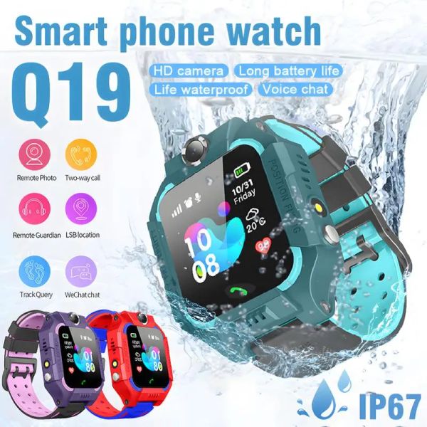 Montres Q19 Kids Smart Watch avec carte SIM Smartwatch SOS CALPPHONE CAME CAMERIE VOIGNE PHOTO PHOTO ARRÉPRÉPROPRE GARMES BARRES GABILES COSE POUR LES ENFANTS