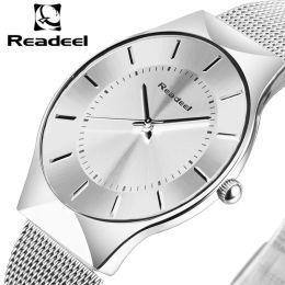 Relojes Readeel Top Watch Men Brand Mens Watches Ultra delgada de malla de acero inoxidable Boda de gallina de cuarzo Moda Moda Reloj casual