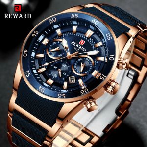 Kijkt beloning Sport Men Watches Merk Lumious Hands Chronograph Male polshorloges Heren Heren Waterdicht Full Steel Montre Homme 2021