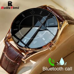 Montres RollStimi Busssiness Men Smart Watch Full Touch Screen Bluetooth Appel pour Android iOS Smartwatch imperméable Sport Fitness Watches