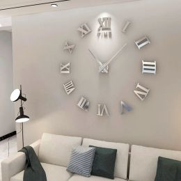 Horloges Romeinse Cijfer Wandklokken 3d Diy Spiegel Wandklok Acryl Sticker Mode Quartz Klokken Horloge Woondecoratie Reloj De pared