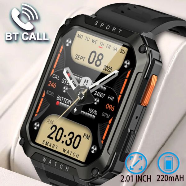 Relojes Ruggados y duraderos Militar Smart Watch IP68 Waterproof 2.01 '' HD Display Bluetooth Voice Smart Watch para Android ios Xiaomi