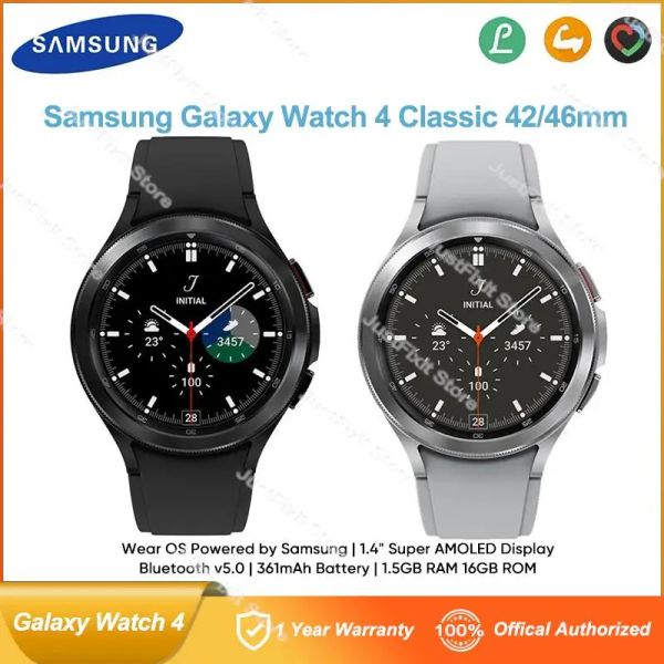 Montres Samsung Galaxy Watch 4 Classic 46mm Smartwatch Super AMOLED Affichage Mesure de la pression artérielle Montre de fitness