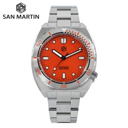 Montres San Martin Diver 40 mm Fashion Hommes Regardez un lunette en acier inoxydable YN55 SAPPHIRE MÉCANIQUE AUTOMATIQUE 20 BAR BGW9 LUMINÉ