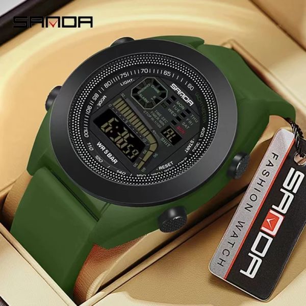 Relojes SANDA 9025 Nuevo movimiento electrónico resistente al agua de moda Sport Sport Hand Clock para hombres Modo de alarma Muñeco de muñeca Reloj