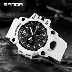 Montres Sanda Men Military Watches G Style White Sport Watch LED Digital 50m Waterproof Watch S Shock Male Horloge Relogie Masculino