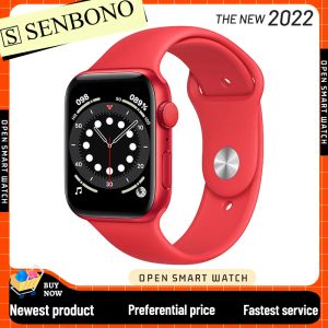 Bekijkt Senbono 2022 Nieuwe Smart Watch Men Custom Watch Face Face Face Temperatuur Monitor Bluetooth Music Sports Smartwatch Dames+Box