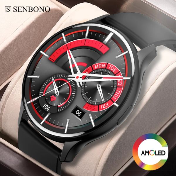 Regarde Senbono 2023 Smart Watch for Men 1.43 '' AMOLED BLUETOOTH APPEL RÉPONSE CABLES DE REGARD