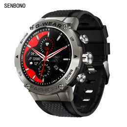 Horloges SENBONO K28H 2021 Smart Watch Heren Antwoordwijzerplaten Oproep 1,32 inch 360*360 HD Scherm Sport Smartwatch Heren SPO2 / BP / HR Fiteness Tracker