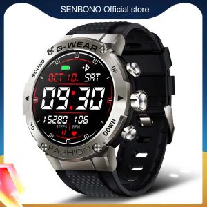 Regardez les cadrans de réponse à la montre intelligente de Senbono Men de Senbono Appelez le 1.32 pouces 360 * 360 HD Sports Smartwatch Men Clock Spo2 / BP / HR Faceness Tracker