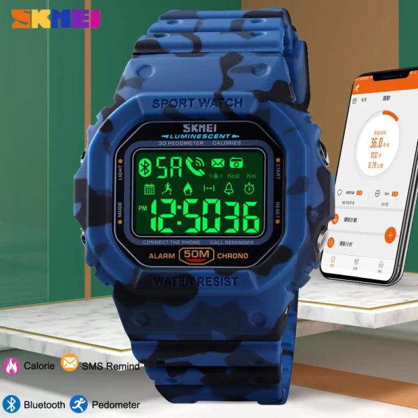 Montres Skmei Bluetooth montre-bracelet numérique hommes Sport podomètre calories Tracker mâle horloge Fiess étanche montre intelligente Montre Homme