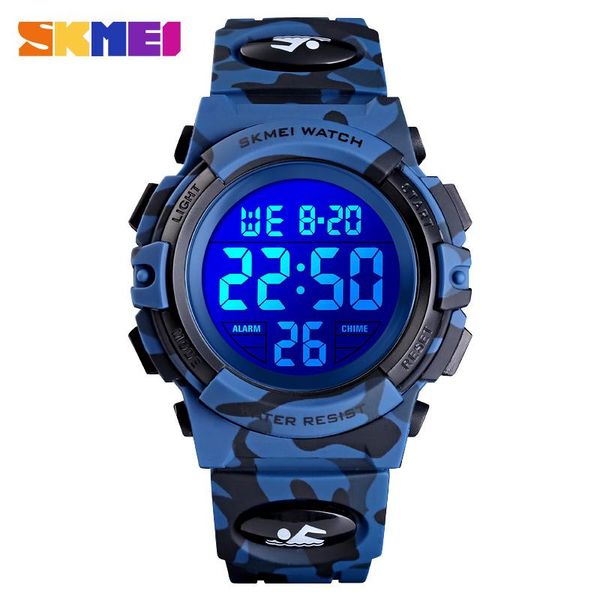 Regardez Skmei Military Kids Sport Regches 50m STAPPORER Electronic Wristwatch Stop Watch Clock Children Digital Watch for Boys Girls
