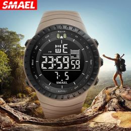 Relojes Smael Brand Sports Sports Watches Fashion Water Resistente al Ejército Militares liderados por el stogrado de la muñeca electrónica digital para hombres