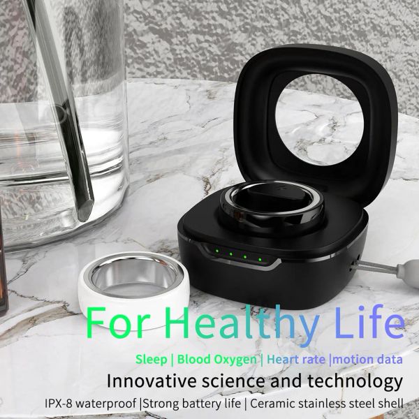 Regarde une bague intelligente étanche à l'usure universelle Smart Ring Health Tracker en céramique Ring Sleep Sleep Blood Oxygène Surveillant