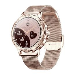 Regarde Smart Watch CF12 Femmes 1.2 pouces Fashion Smartwatch Fitness Sports BT Appeler la musique Contrôle de la pression artérielle