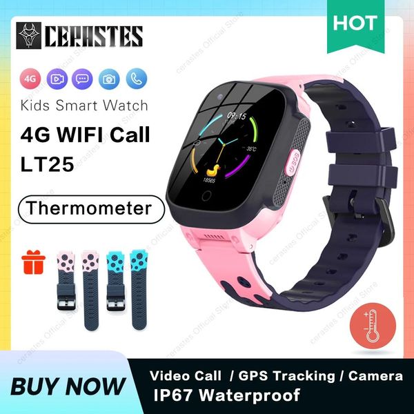 Montres montre intelligente enfants 4G gps WIFI suivi appel vidéo étanche thermomètre SmartWatch Tracker garçon fille étudiant téléphone horloge LT25