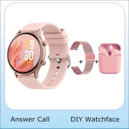 Regardez Smart Watch Korean Woman Girls Smartwatch 2023 Bluetooth Call vocal Assistant WhatsApp Notification Bracelet de pression artérielle