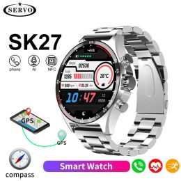 Relojes Smart Watch Men Women GPS Bluetooth NFC Llame a HD Mapa impermeable Llame a Musci App Electronics Heart Rife Monitoring SK27