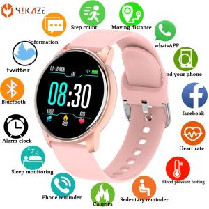 Bekijkt Smart Watch Women Men Round Activity Tracker Heartnate Hartslag bloeddrukmonitor Ladies Sports smartwatch voor Android iOS -telefoon
