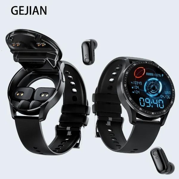 Montre les montres intelligentes Gejian X7 Headset Watch Tws Two Two in One Bluetooth Dual Call Health Health Hypertenue Sport Music Smartwatch 230