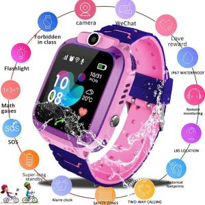 Bekijkt smartwatch cadeau voor jongensmeisjes Q12 Children's Smart Watch Sos Sim Card Call Telefoon Horloges Waterdichte IP67 Kindercameraklok