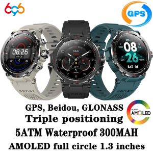 Montres Smartwatch GPS Galileo BEIDOU Location étanche Smart Watch Men 300mAh 1,3 pouce 360 * 360px HD AMOLED SCRIPS SPORTS SATTY SAAT