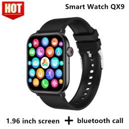 Horloges smartwatch Qx9 temperatuur hartslag bloeddruk zuurstof menstruatie monitoring bluetooth call spraakassistent 1,96 inch scherm