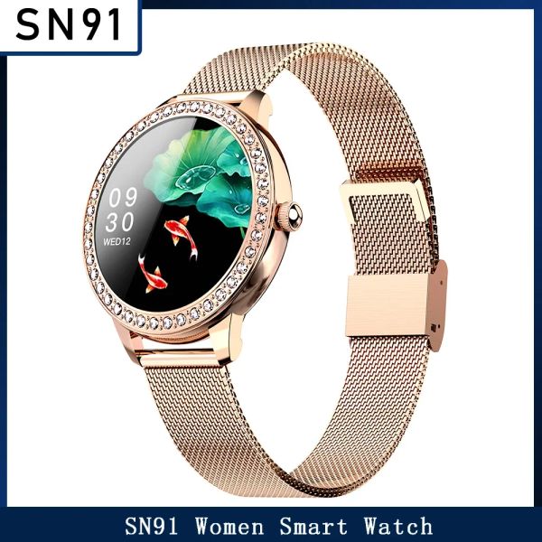 Montres SN91 Femmes Smart Watch Bracesset Bracelet Smartwatch Horloge de la fréquence cardiaque IP68 Imperméable pour Android iOS Ladies Watch