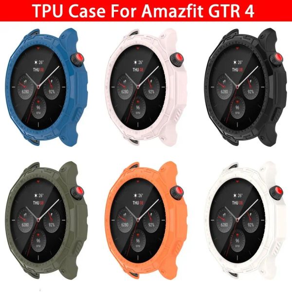 Montres Boîtier de protecteur d'écran de coque à bord souple pour Amazfit GTR 4 Smart Watch Protective Protecper Halled Cover Frame Accessoires