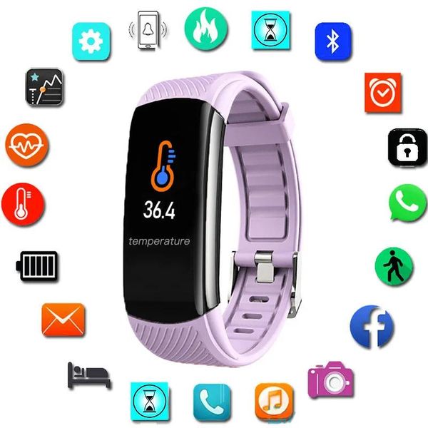 Montres Sport Smart Watch Women Men Men Electronic Wrist Regardez pour Andriod iOS Fitness Tracker Température corporelle Horloge intelligente Smartwatch