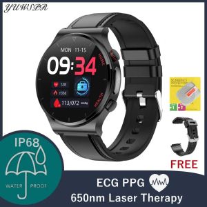 Montres Sport Smart Watches Men Femmes 650 nm Laser Watch ECG PPG Température corporelle Imperméable Tracker Fitness Tracker pour Android iOS E300