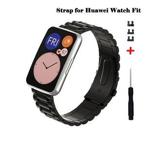 Montres Bracelet de montre en métal en acier inoxydable pour montre Huawei Bracelet ajusté pour Bracelet de montre intelligente TIAB09/TIAB19 avec outil de démontage