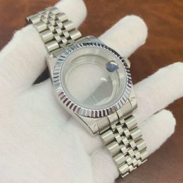 Relojes de reloj de acero inoxidable DateJust Style 39 mm para NH35 NH36 4R35/36 7S26 Cristal de zafiro de movimiento con correa de jubileo de lupa