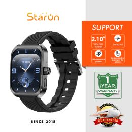 Regarde Starun 2,1 pouces Smart Watch pour les femmes Men Gesture Control pour répondre à Bluetooth Call NFC 100 + Sport IP67Waterproof Smartwatches + Box