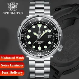 Montres Steeldive Sd1975 montres automatiques pour hommes montre de plongée 300m étanche montre-bracelet mécanique horloge lumineuse suisse miroir saphir