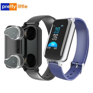 Horloges T89 Smart Watch Heren met Bluetooth-oortelefoon Dames Smart Watch IP67 Ondersteuning Siri BT Call Fitness Armband Smart Band