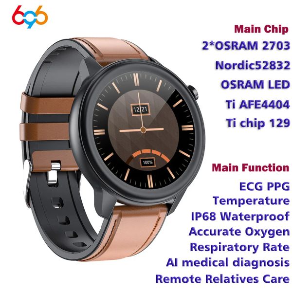 Relojes Ti Chip Smart Watch E80 Menores Medidas de temperatura IP68 PPG impermeable+ECG Monitor de frecuencia cardíaca Rastreador de fitness Smartwatch