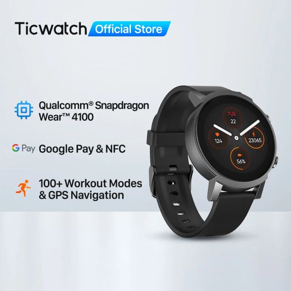 Montres TicWatch E3 Wear Os Smartwatch pour les hommes et les femmes Snapdragon 4100 8 Go Rom IP68 Imperproofing Google Pay iOS et Android Compatible