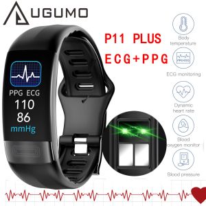 Montres UGUMO P11 Plus Bracelet intelligent Surveillance de la température corporelle Smart Bracelet ECG PPG Smart Watch Heart Heart