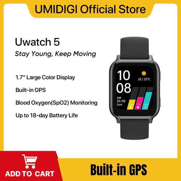 Relojes Umidigi Uwatch 5 Bluetooth Smart Watch GPS 5atm Impermeable Smartwatch Fitness Heart Heart Oxygen Monitor para Android IOS