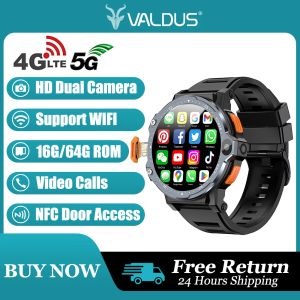 Montres Valdus PG999 4G PGD Android Smart Watch Men 1.54 '' GPS 16G / 64G ROM Storage 200W + 800W Carte SIM Dual Camera WiFi NFC