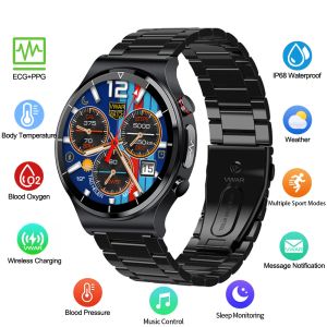 Horloges vwar max4 health smart watch heren ecg+ppg lichaamstemperatuur bloeddruk hartslag IP68 waterdichte draadloze lader smartwatch