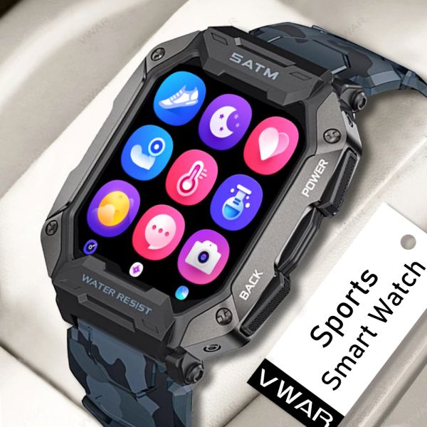 Montres VWAR OUTDOOOR SMARTWATCH 5ATM SPORTER SPORTS SPORTS SPORTY tracker Blood Oxygen Monitor Tactical Rugged Smart Watch 2022 NOUVEAU