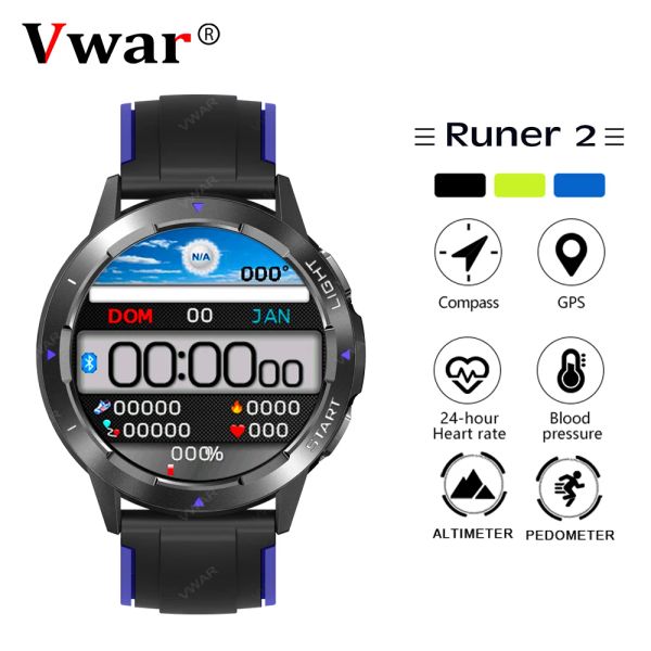 Montres VWAR RUNNER 2 GPS Sports Smart Watch pour hommes IP68 IP68 Smartwatch Altitude Compass Fitness Tracker Salle