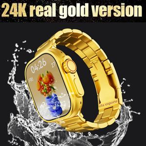 Horloges Horloge 8 Ultra Gold Smart Watch Ultra Series 8 Nfc Bluetooth Call Heren Smartwatch Dames 2023 Horloge Ultra Draadloos opladen voor Apple