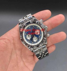 Montres montres montres-bracelets Blue Dial CB110121 Chronograph Quartz Movement Mens Watch Bracelet en acier inoxydable Watches 46mm4060616