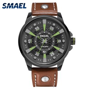 Montres étanche 2020 nouvelle horloge Smael mode montres de sport bracelet en cuir résistant aux chocs montres-bracelets 9124 montre décontractée pour hommes Q0524