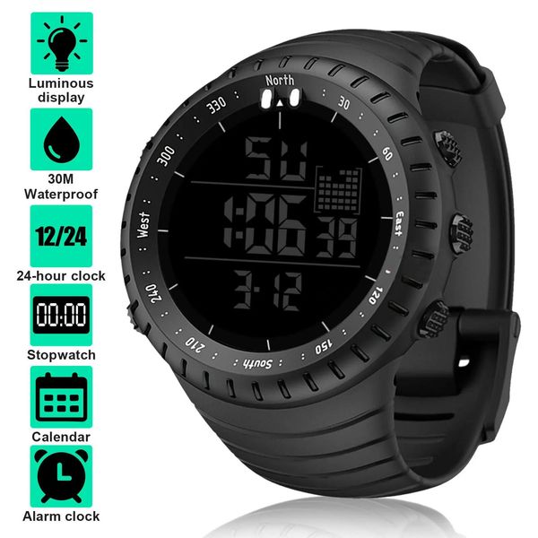 Montres Montre de sport numérique étanche militaire tactique LED rétro-éclairage montre-bracelet hommes plein écran tactile Sport Fitness pour Smartphone