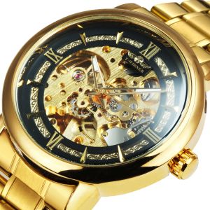 Montres Winner Top Brand Luxury Auto Mechanical Watch Men Men Golden en acier inoxydable Sweleton Diad Fashion Business Wrists 2019